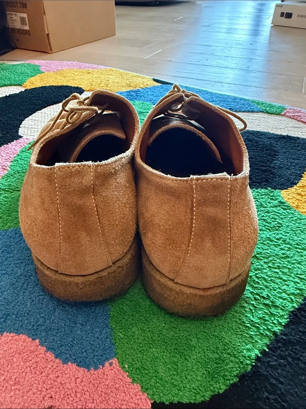 Common Projects Tan Suede Derby Shoes with Crepe Sole